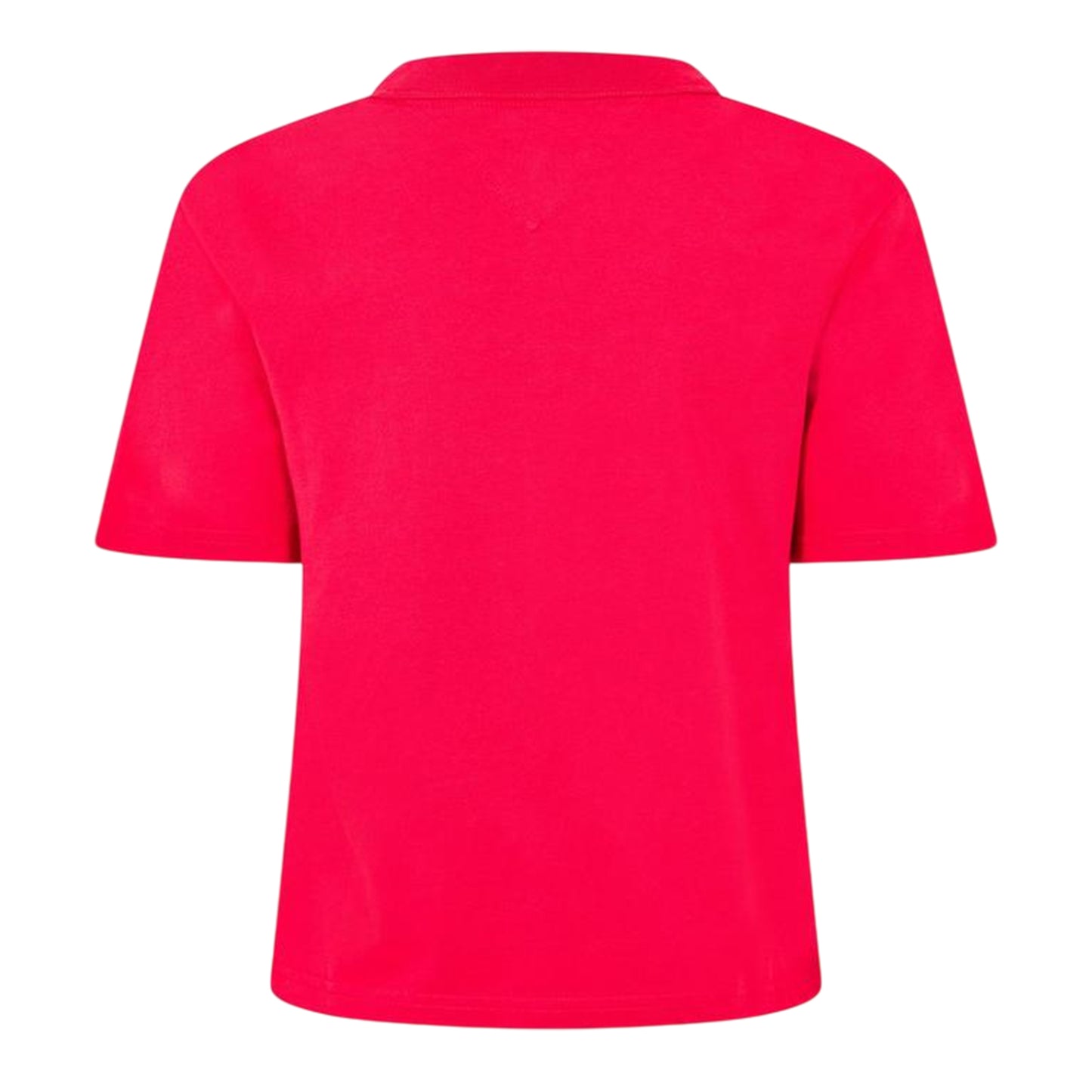 Rhubarb Red - Back - Tommy Jeans Womens-Ladies Embroidered Logo Cotton Cropped T-Shirt
