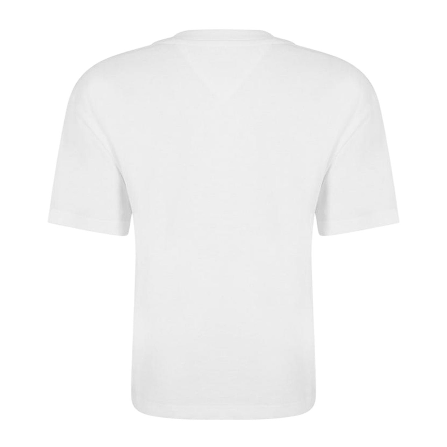 White - Back - Tommy Jeans Womens-Ladies Embroidered Logo Cotton Cropped T-Shirt