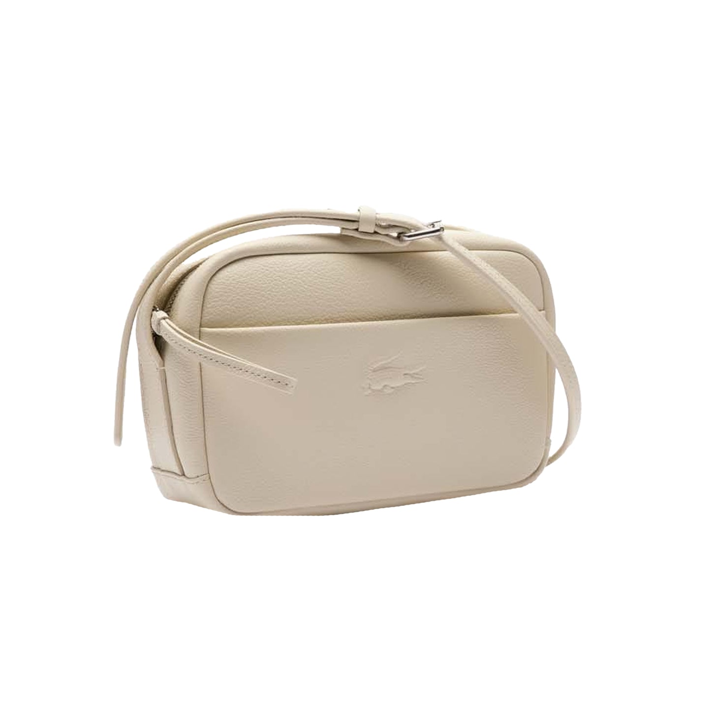 White - Side - Lacoste Womens-Ladies City Court Logo Grain Leather Shoulder Bag