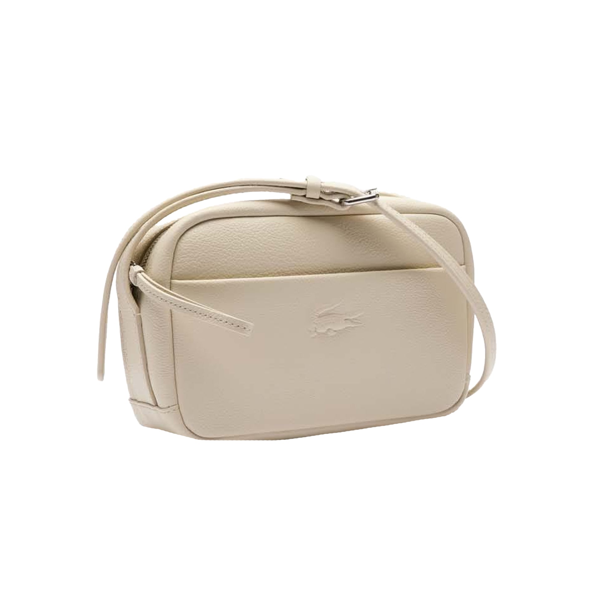 White - Side - Lacoste Womens-Ladies City Court Logo Grain Leather Shoulder Bag