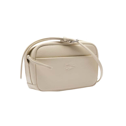 White - Side - Lacoste Womens-Ladies City Court Logo Grain Leather Shoulder Bag
