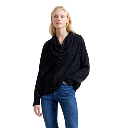 Black - Back - French Connection Womens-Ladies Renaya Diamante Blouse