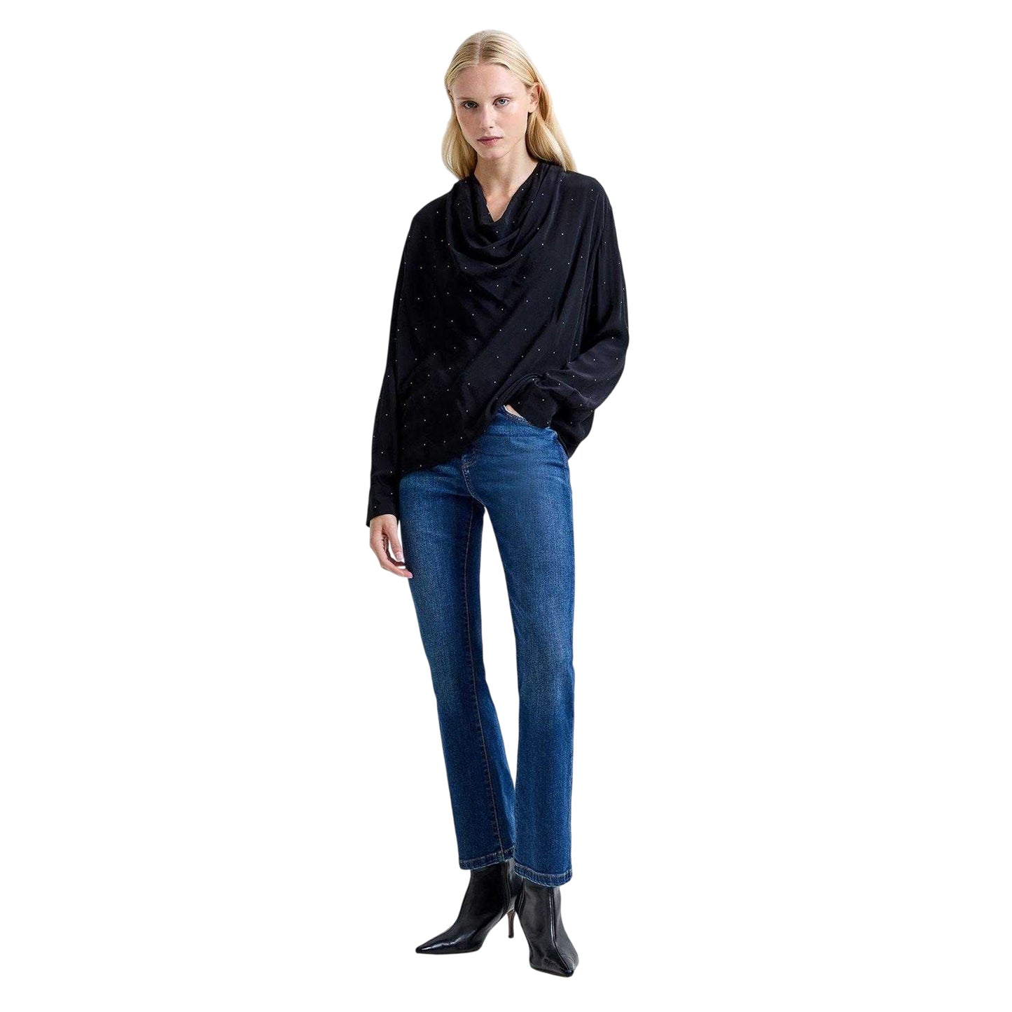 Black - Side - French Connection Womens-Ladies Renaya Diamante Blouse