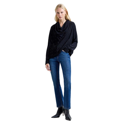 Black - Side - French Connection Womens-Ladies Renaya Diamante Blouse