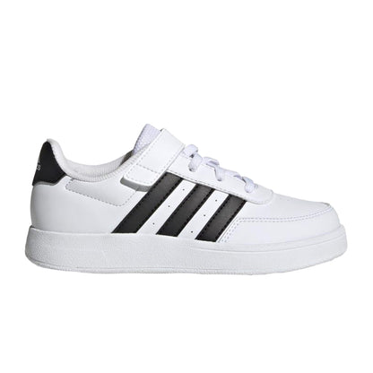 White-Black - Side - Adidas Childrens-Kids Breaknet Lifestyle Synthetic Leather Court Shoes