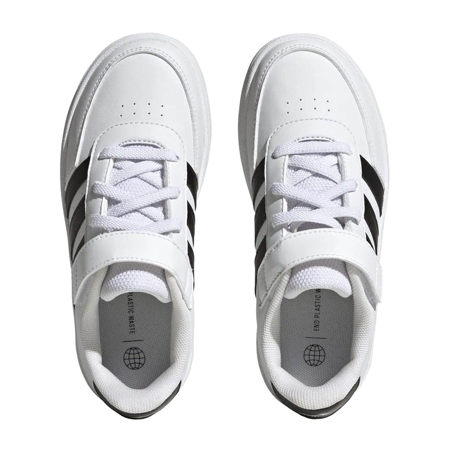 White-Black - Front - Adidas Childrens-Kids Breaknet Lifestyle Synthetic Leather Court Shoes