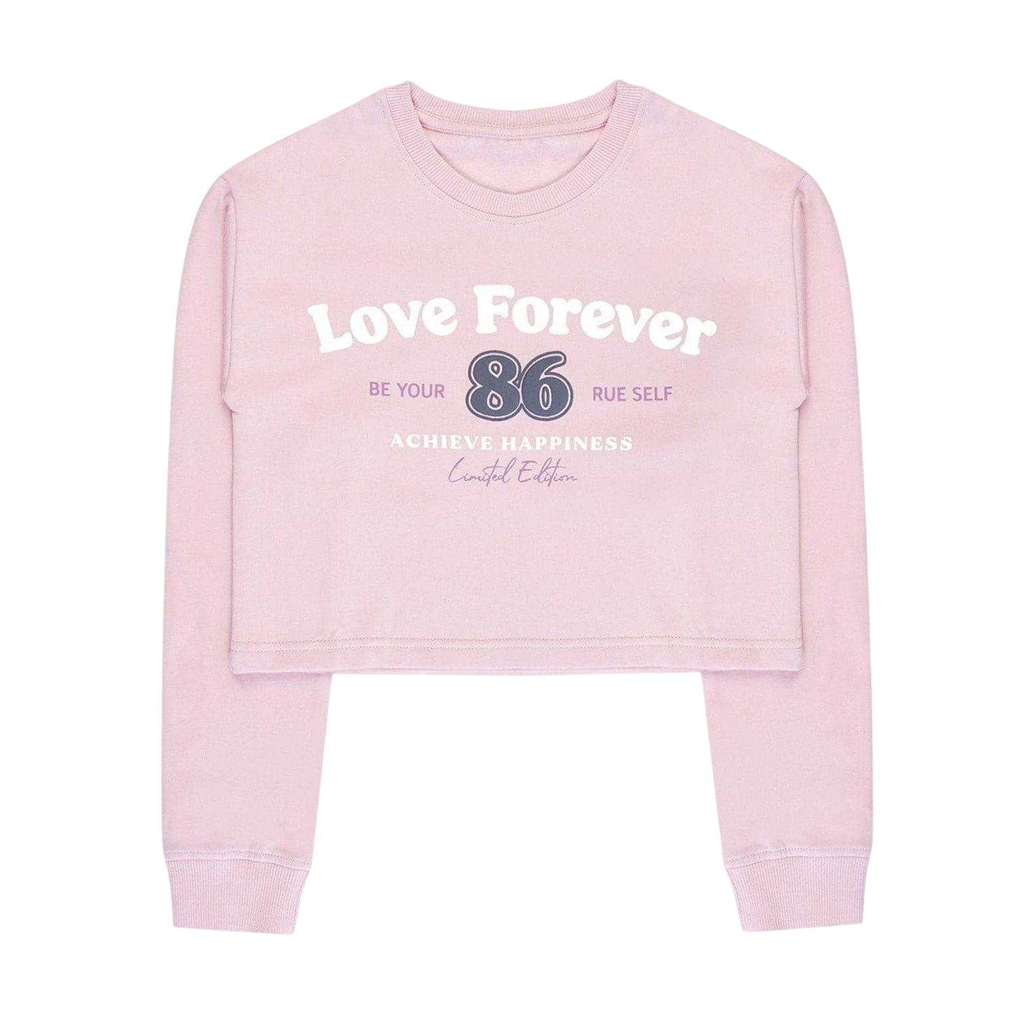 Pink - Front - Miso Girls Love Crop Sweatshirt