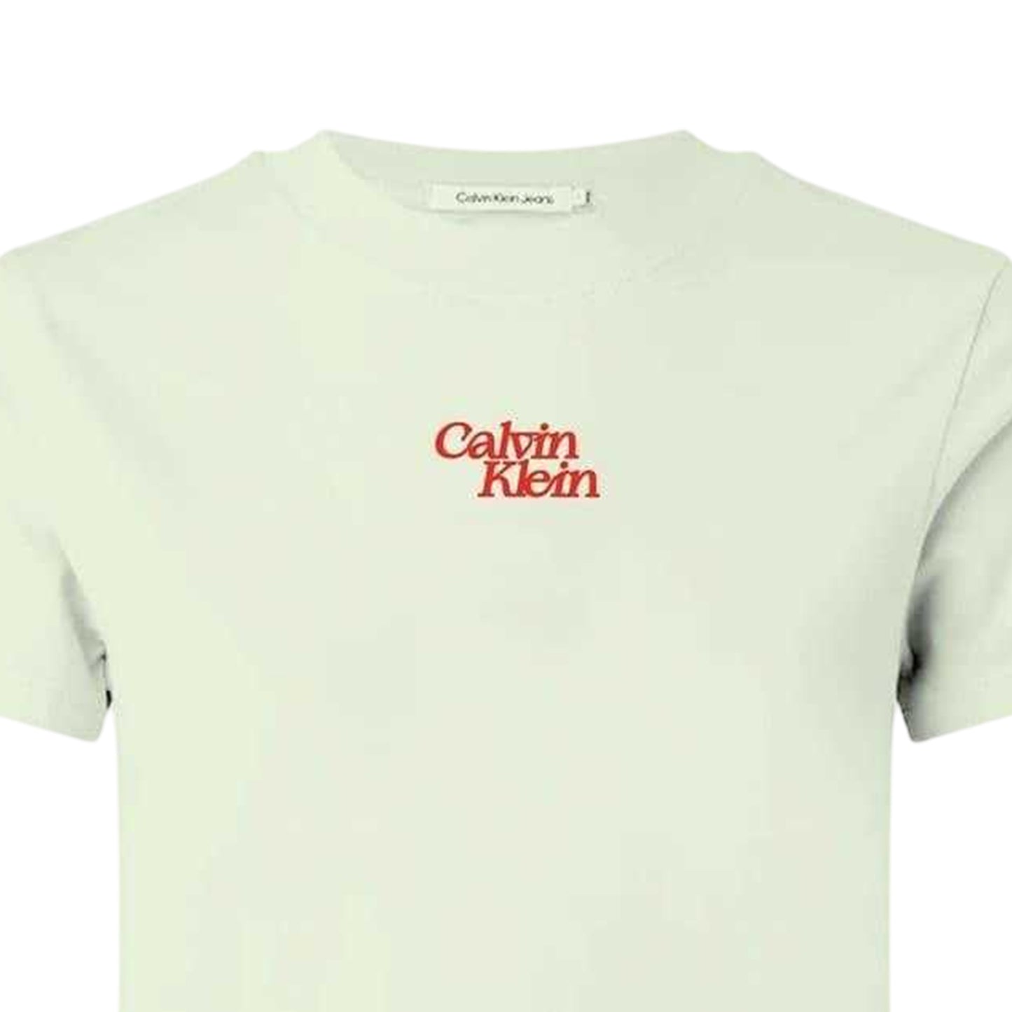 Mint Green - Back - Calvin Klein Womens-Ladies Flock Print Crew Neck Short-Sleeved T-Shirt