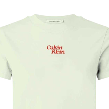 Mint Green - Back - Calvin Klein Womens-Ladies Flock Print Crew Neck Short-Sleeved T-Shirt