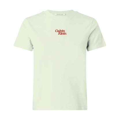 Mint Green - Front - Calvin Klein Womens-Ladies Flock Print Crew Neck Short-Sleeved T-Shirt