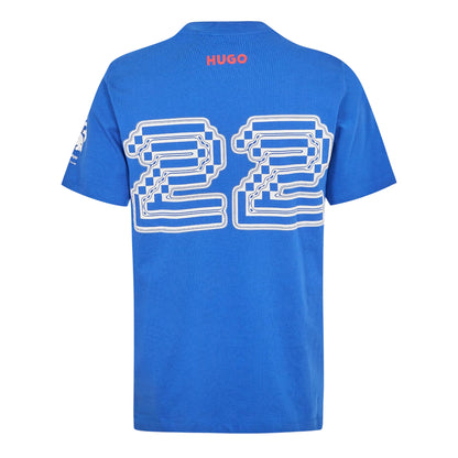 Medium Blue - Back - Hugo Mens Tsunoda Crew Neck Regular T-Shirt