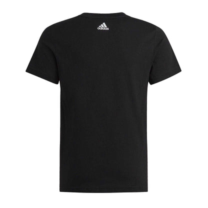 Black-White - Back - Adidas Girls Essentials Linear Logo T-Shirt