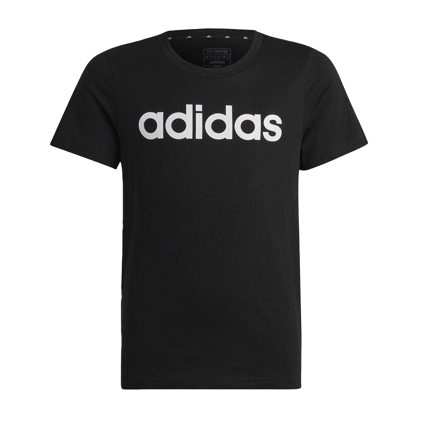 Black-White - Front - Adidas Girls Essentials Linear Logo T-Shirt