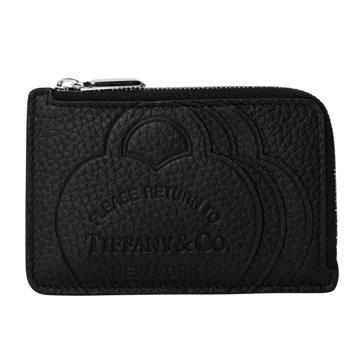 Black - Front - Tiffany & Co Little Right Embossed Leather Card Holder