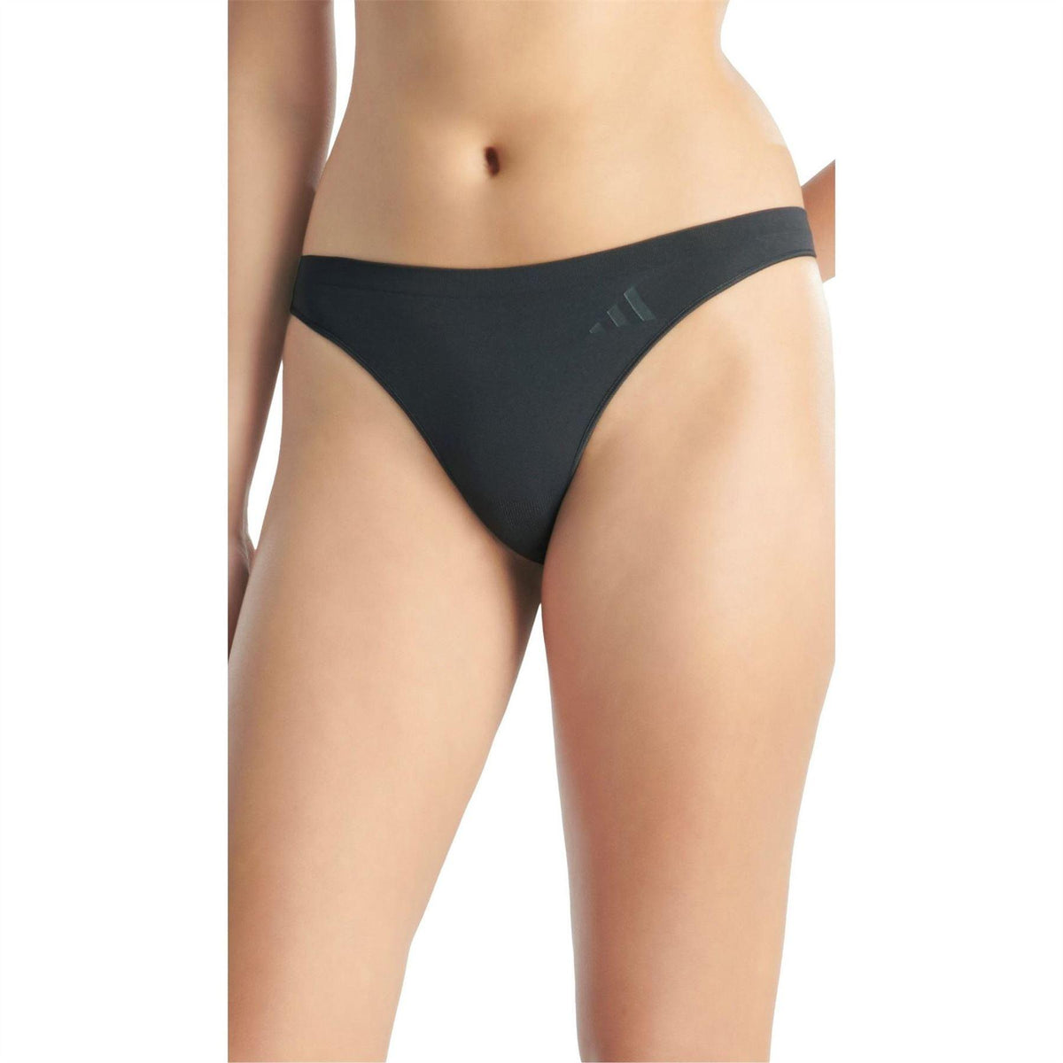 Black-Brown-Cream - Side - Adidas Womens-Ladies Low Rise Thong (Pack of 3)