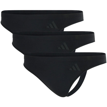 Black - Front - Adidas Womens-Ladies Low Rise Thong (Pack of 3)