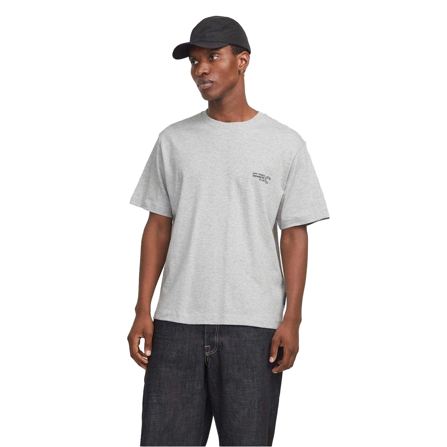 Light Grey Melange - Side - Jack And Jones Mens Cotton Regular T-Shirt