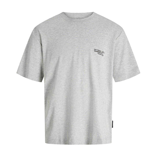 Light Grey Melange - Front - Jack And Jones Mens Cotton Regular T-Shirt