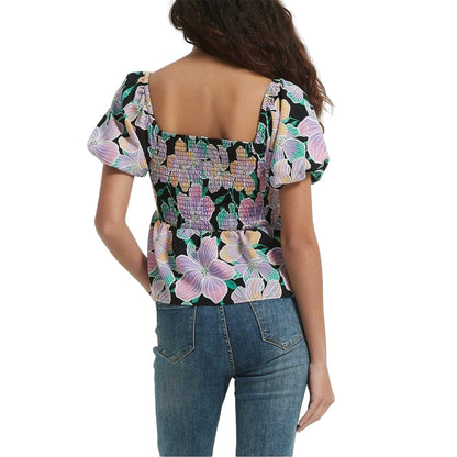 Black - Back - Be You Womens-Ladies Square Neck Relaxed Fit Blouse
