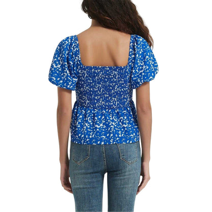 Blue - Back - Be You Womens-Ladies Square Neck Relaxed Fit Blouse