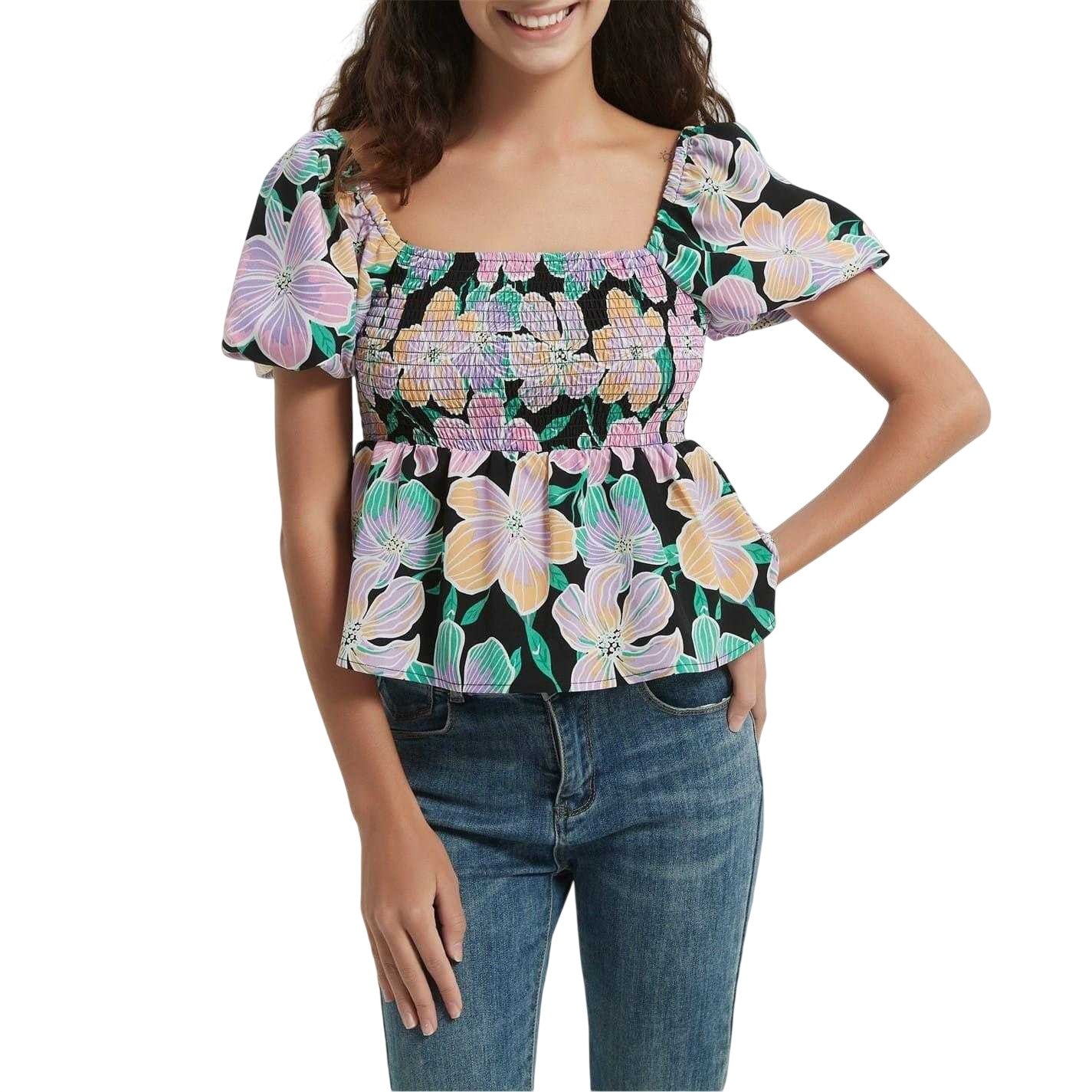 Black - Front - Be You Womens-Ladies Square Neck Relaxed Fit Blouse