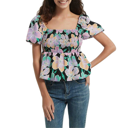 Black - Front - Be You Womens-Ladies Square Neck Relaxed Fit Blouse