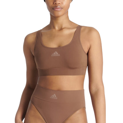 Toasted Pecan - Lifestyle - Adidas Womens-Ladies Lounge Stretch Seamless Sports Bra