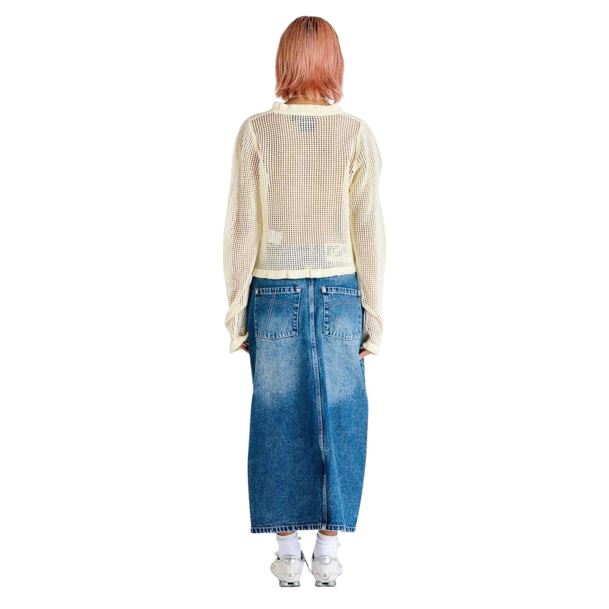 Blue - Back - The Ragged Priest Womens-Ladies Denim Midi Skirt