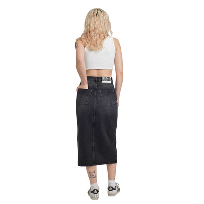 Charcoal - Back - The Ragged Priest Womens-Ladies Denim Midi Skirt