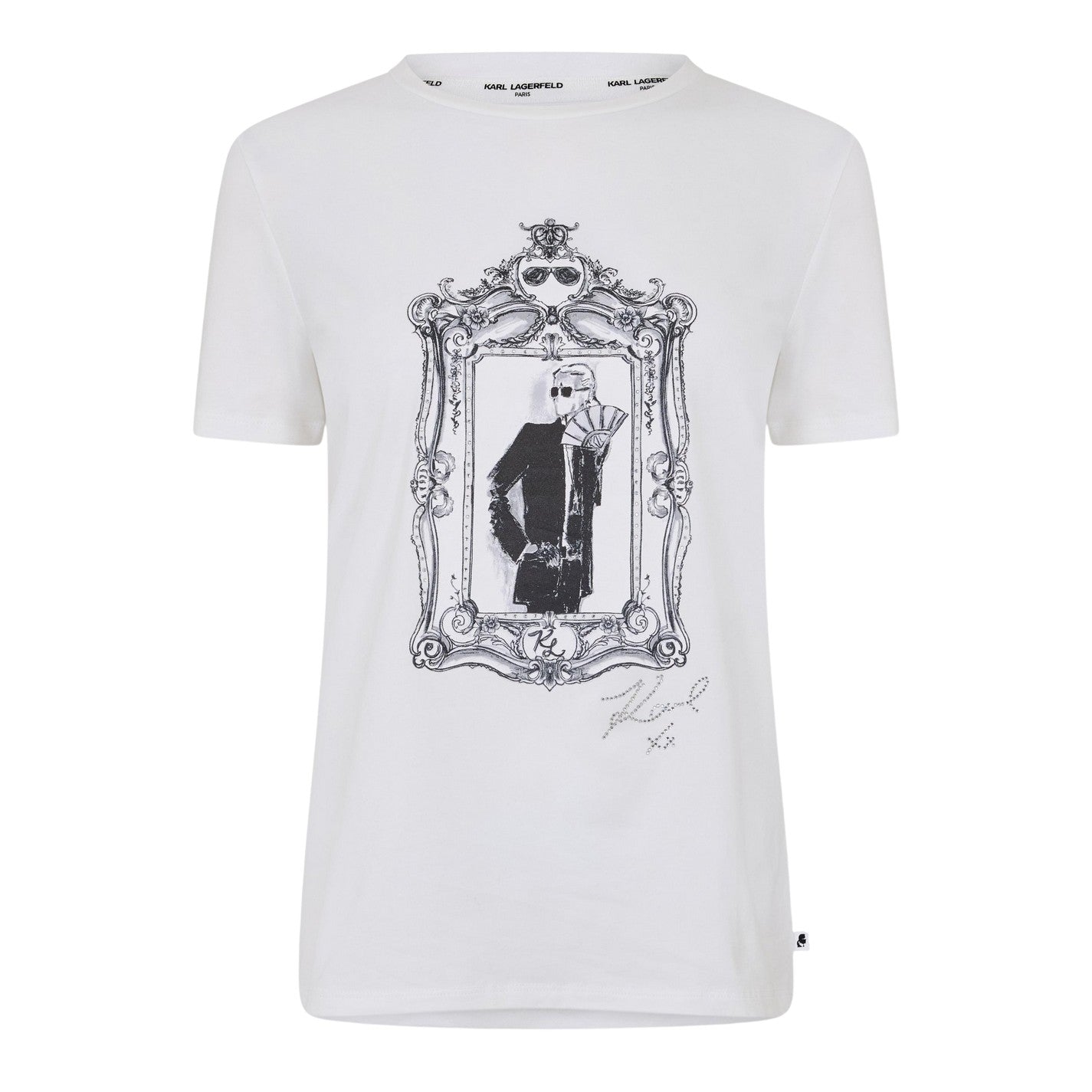 White - Front - Karl Lagerfeld Womens-Ladies Signature Regular T-Shirt