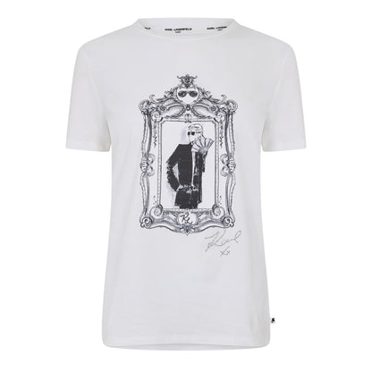 White - Front - Karl Lagerfeld Womens-Ladies Signature Regular T-Shirt