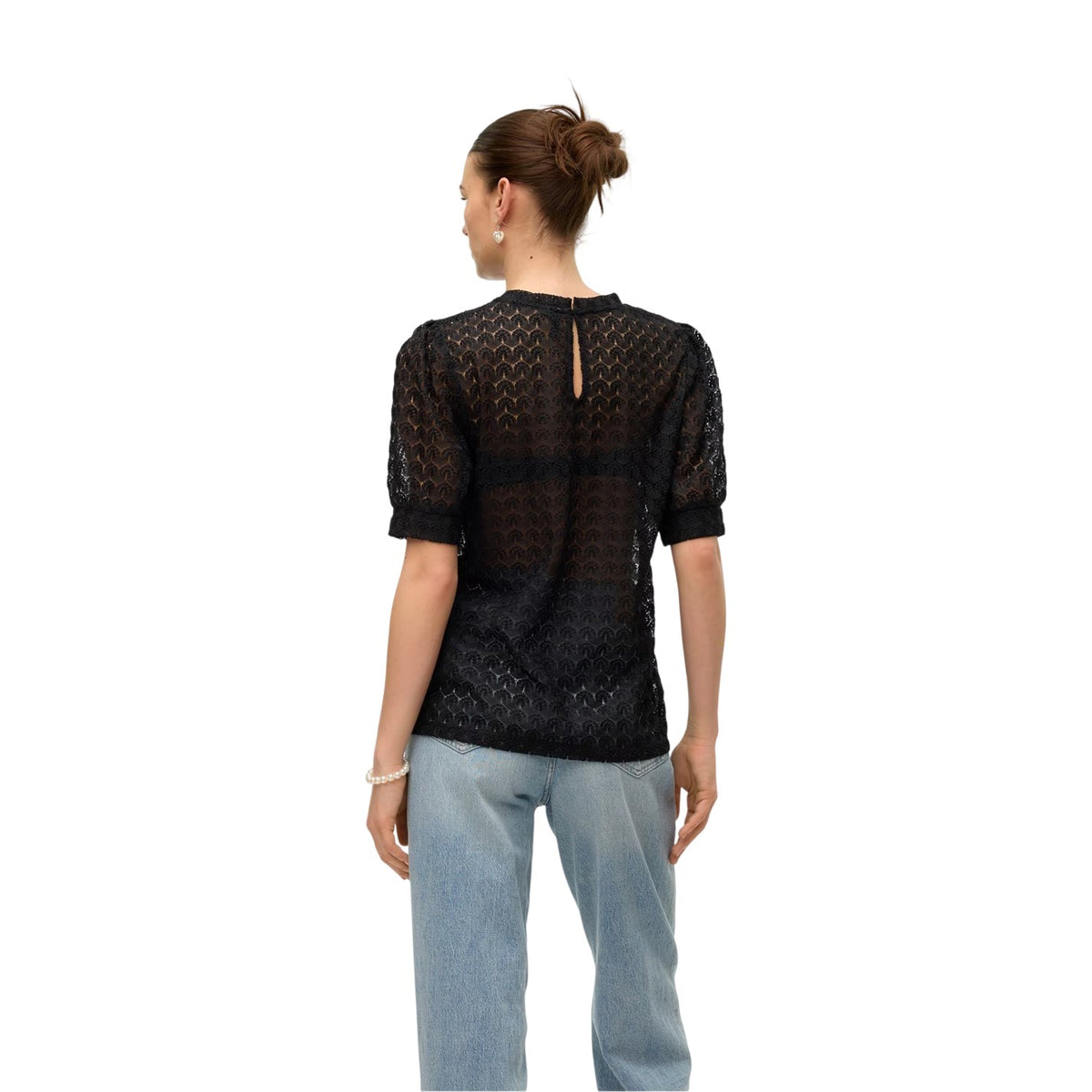 Black - Back - Vero Moda Womens-Ladies Crew Neck Relaxed Fit Blouse