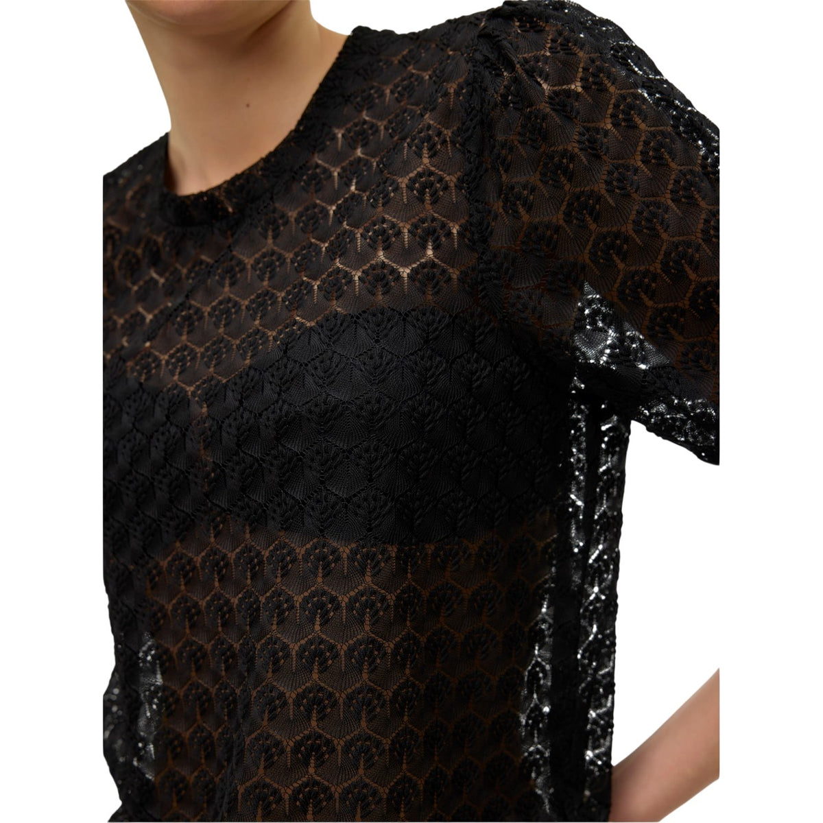 Black - Side - Vero Moda Womens-Ladies Crew Neck Relaxed Fit Blouse