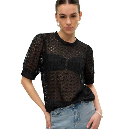 Black - Lifestyle - Vero Moda Womens-Ladies Crew Neck Relaxed Fit Blouse