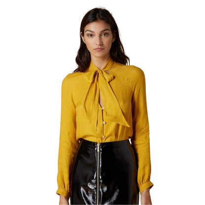 Yellow - Side - Biba Womens-Ladies Jacquard Pussybow Blouse