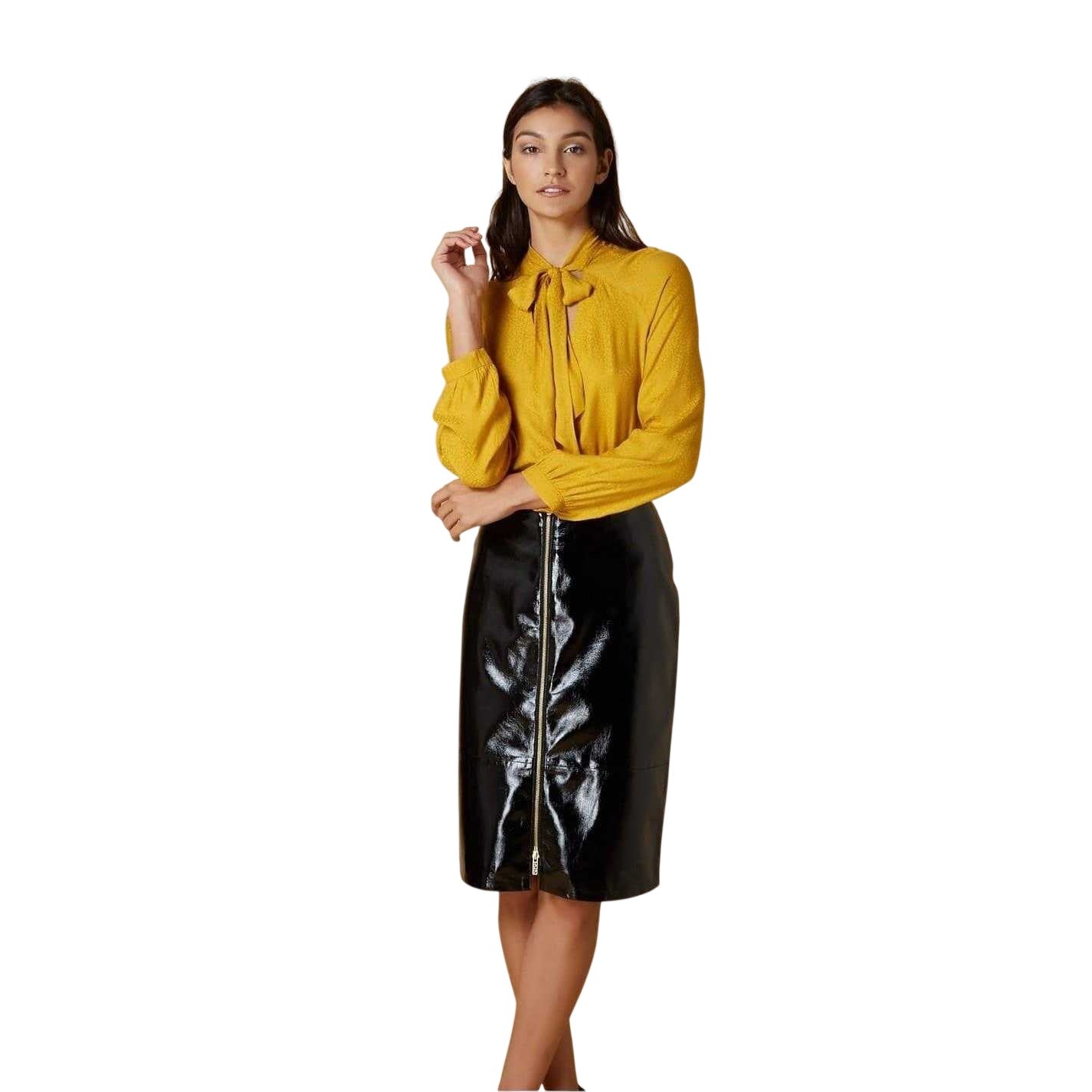 Yellow - Lifestyle - Biba Womens-Ladies Jacquard Pussybow Blouse