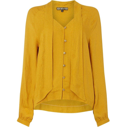 Yellow - Front - Biba Womens-Ladies Jacquard Pussybow Blouse