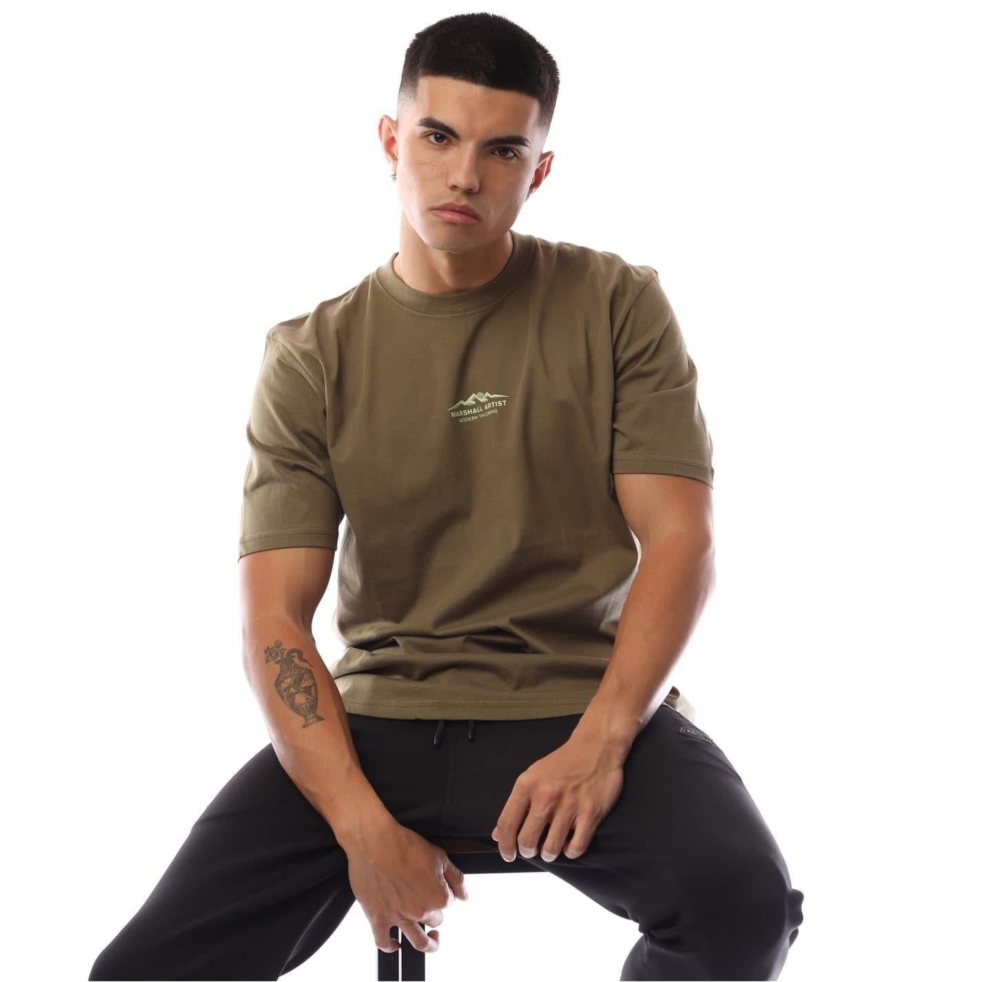 Khaki - Lifestyle - Marshall Artist Mens Mountain Logo Regular T-Shirt