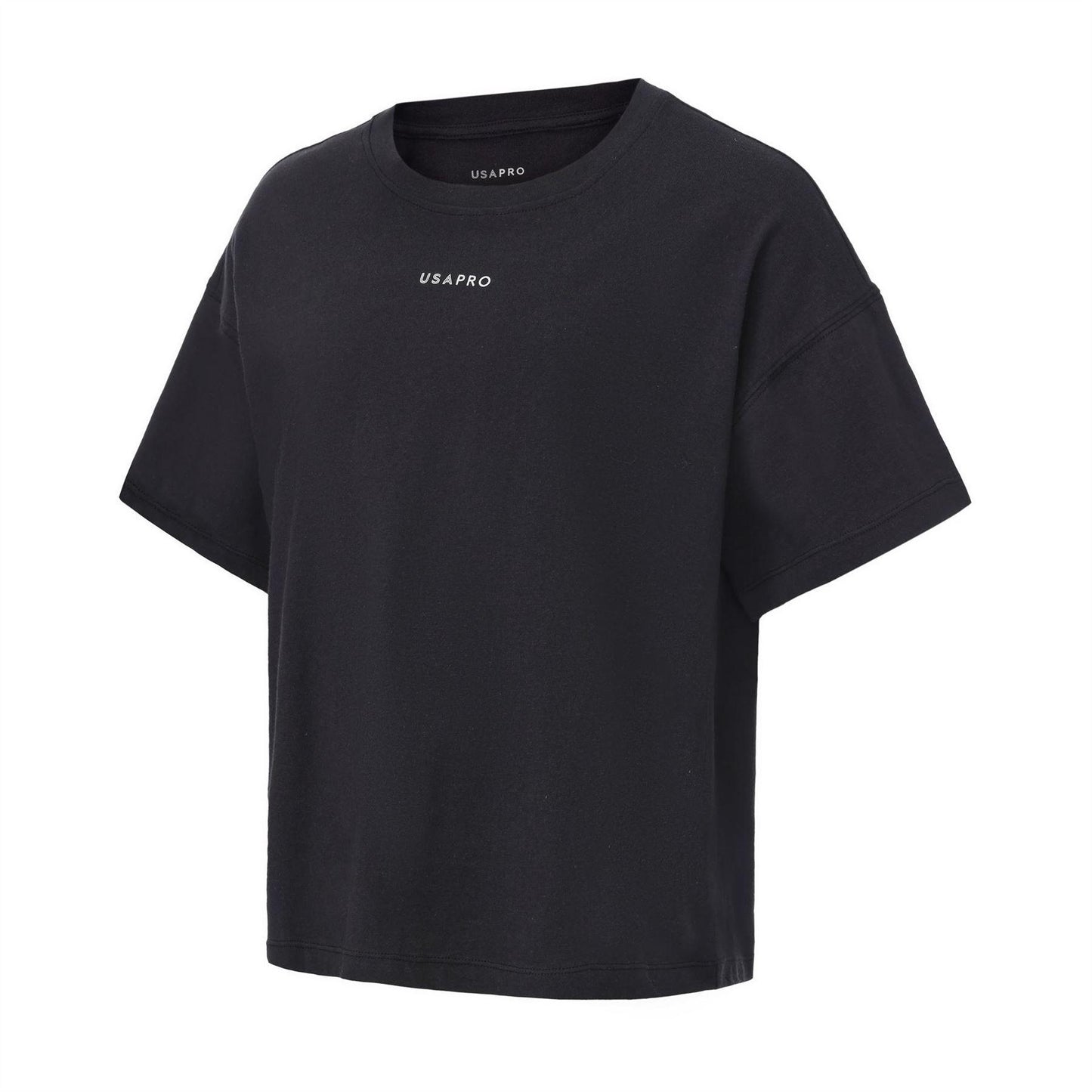 Black - Side - USA Pro Childrens-Kids Logo Boxy T-Shirt