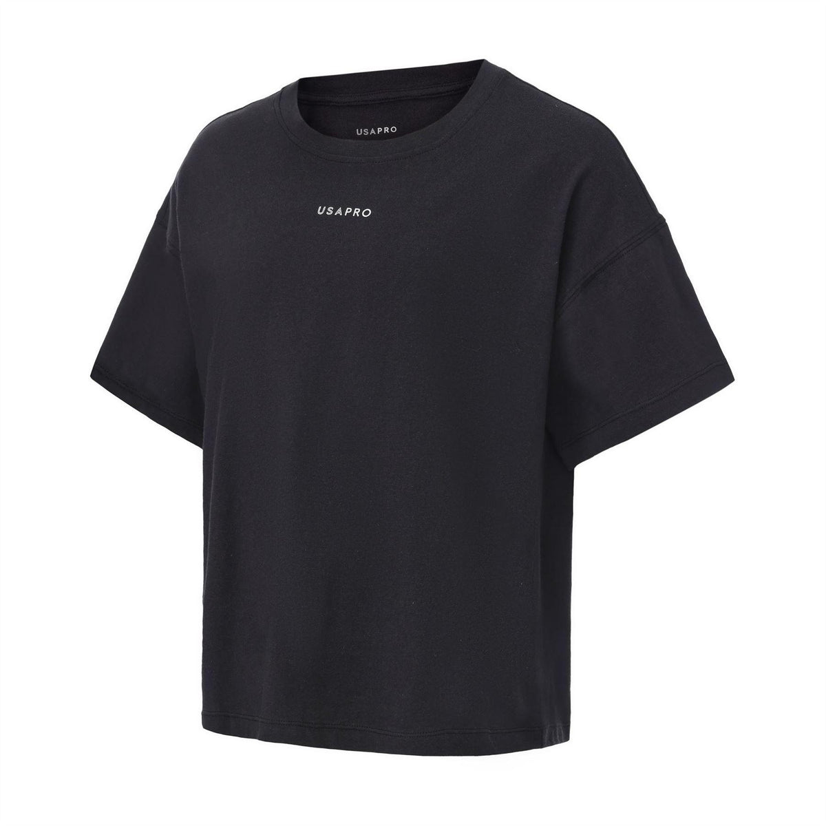 Black - Side - USA Pro Childrens-Kids Logo Boxy T-Shirt