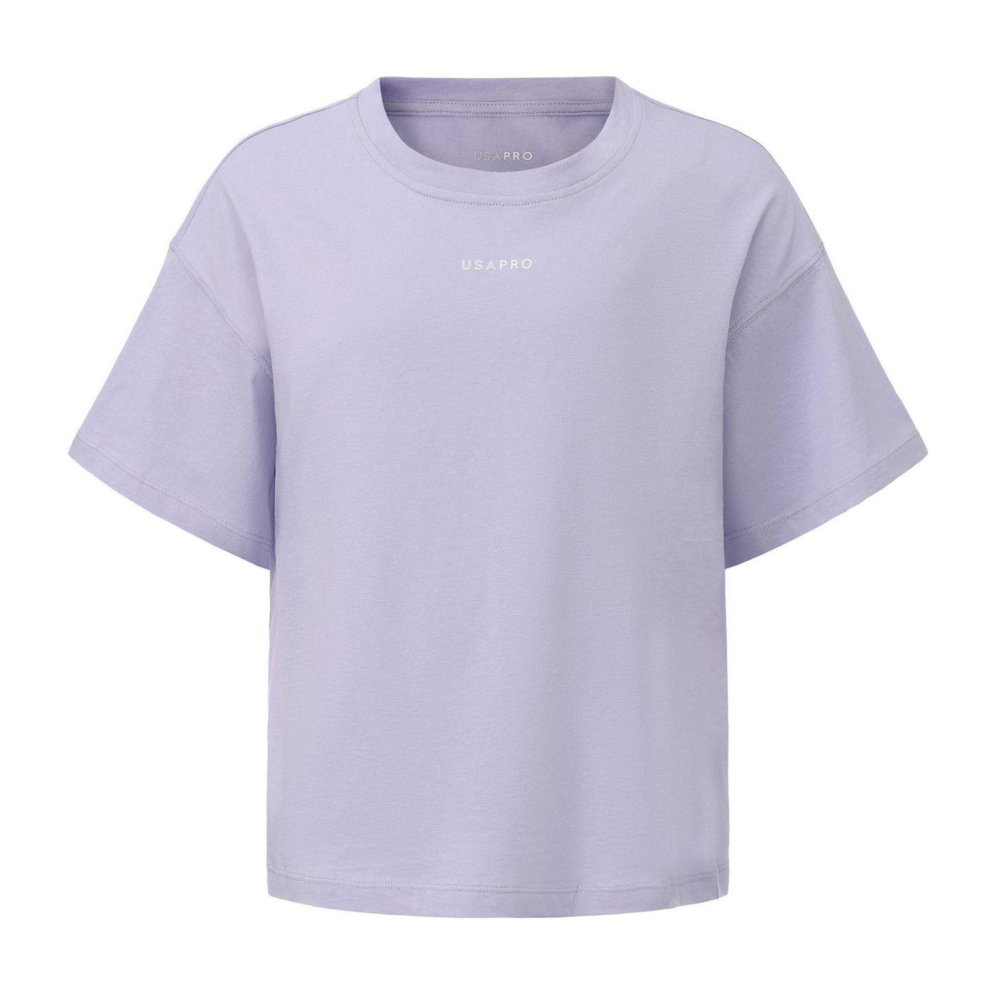 Lilac - Front - USA Pro Childrens-Kids Logo Boxy T-Shirt