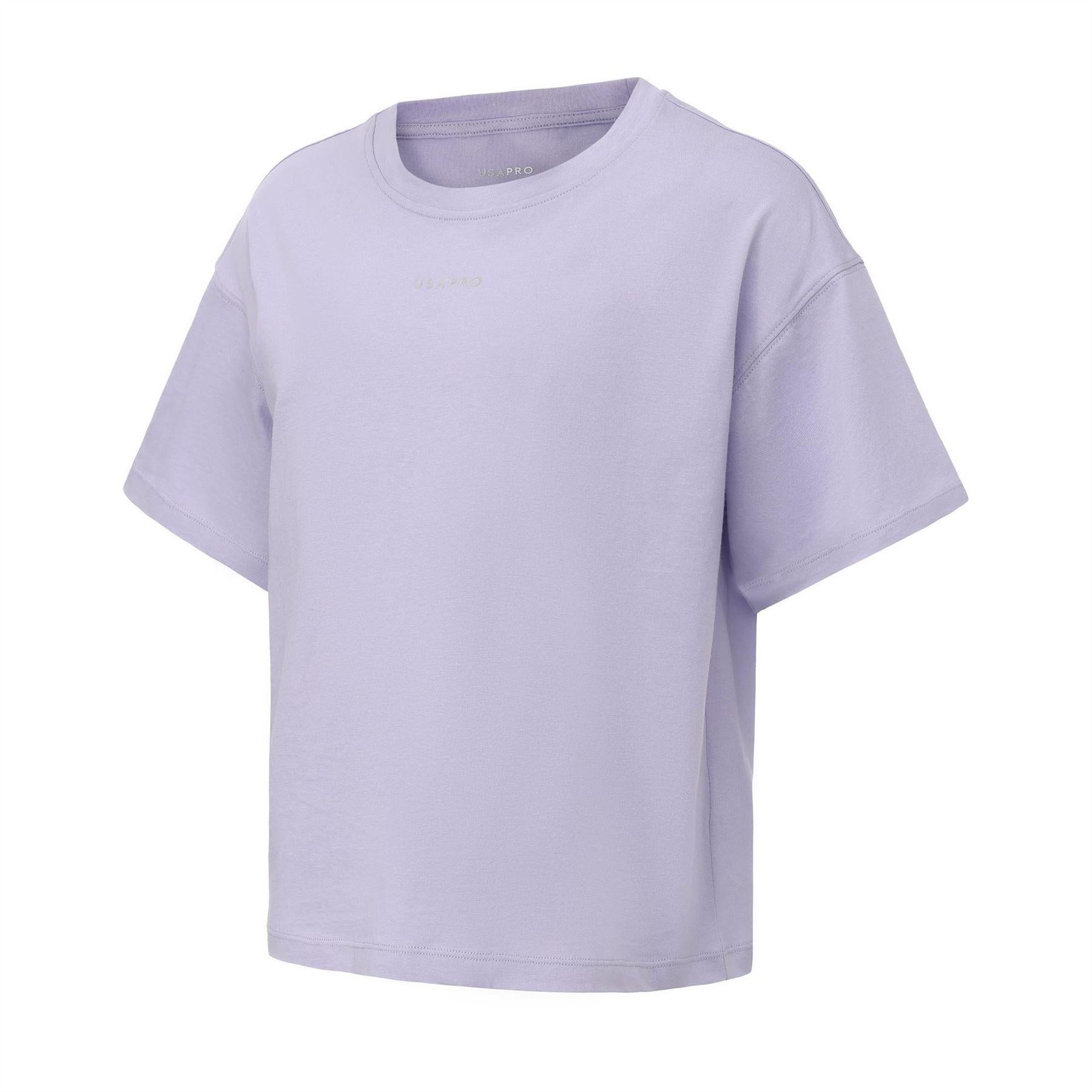 Lilac - Side - USA Pro Childrens-Kids Logo Boxy T-Shirt