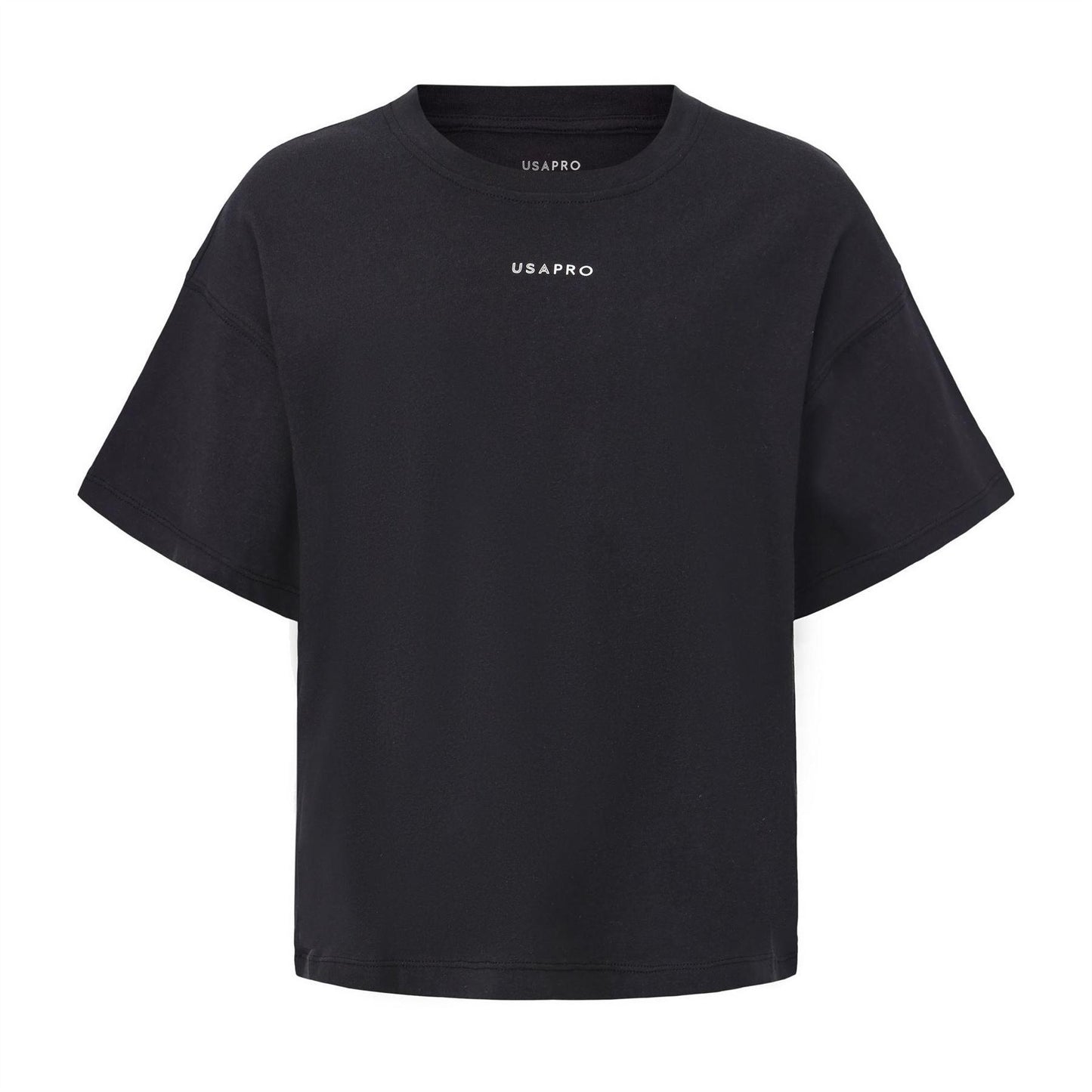 Black - Front - USA Pro Childrens-Kids Logo Boxy T-Shirt