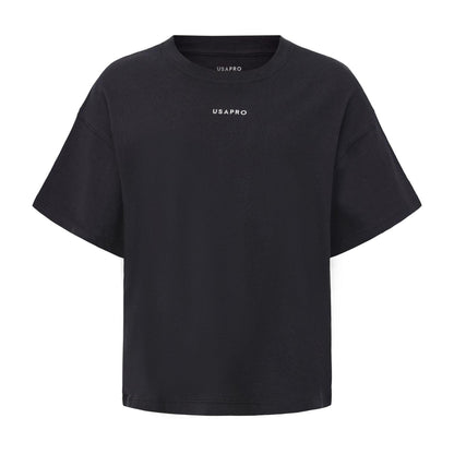 Black - Front - USA Pro Childrens-Kids Logo Boxy T-Shirt