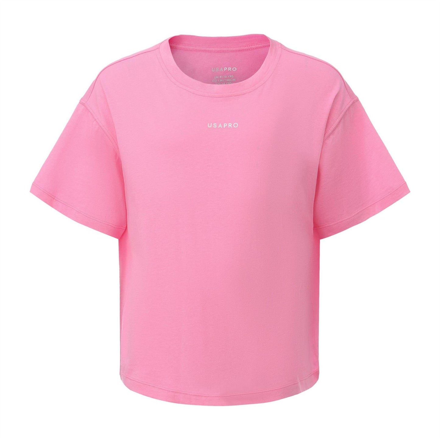 Pink - Front - USA Pro Childrens-Kids Logo Boxy T-Shirt