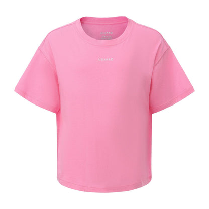 Pink - Front - USA Pro Childrens-Kids Logo Boxy T-Shirt