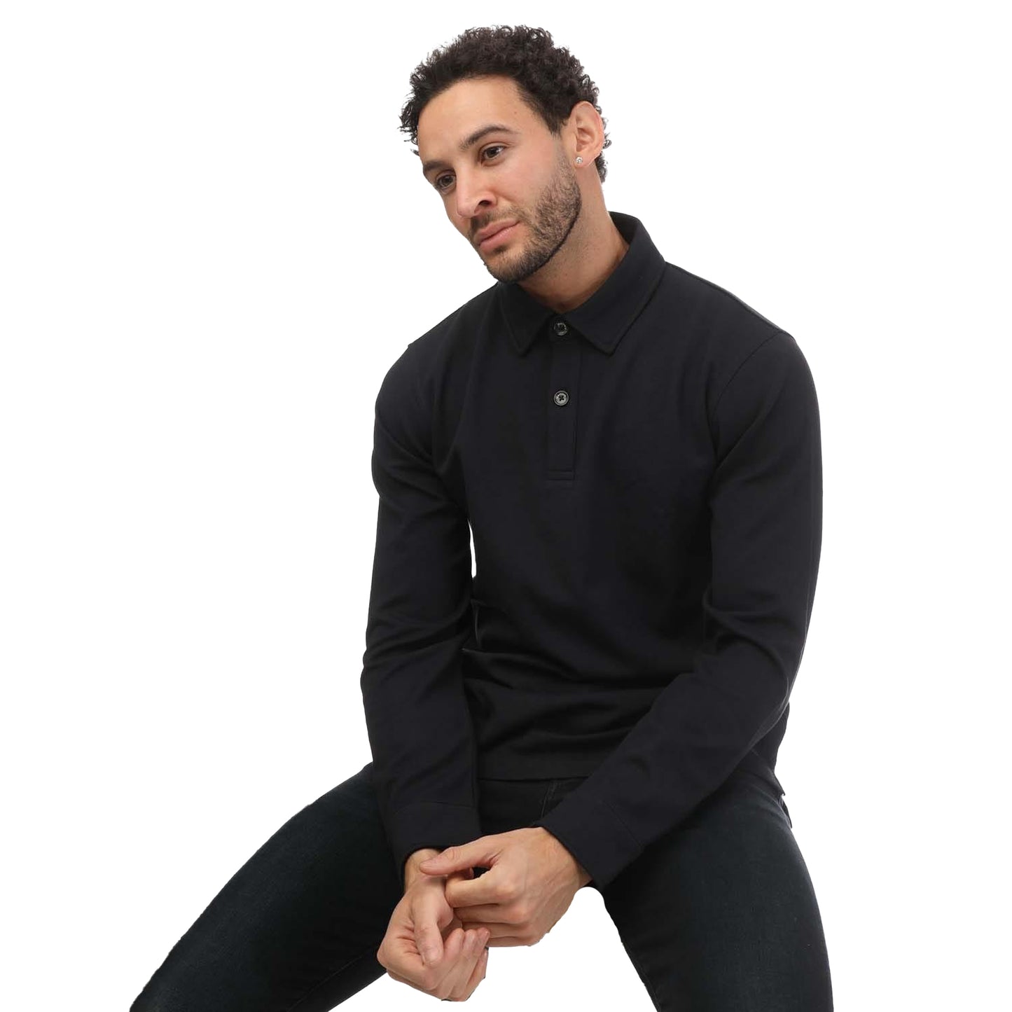 Navy - Side - Mercery Mens Lisle Luxury Rugby Jersey