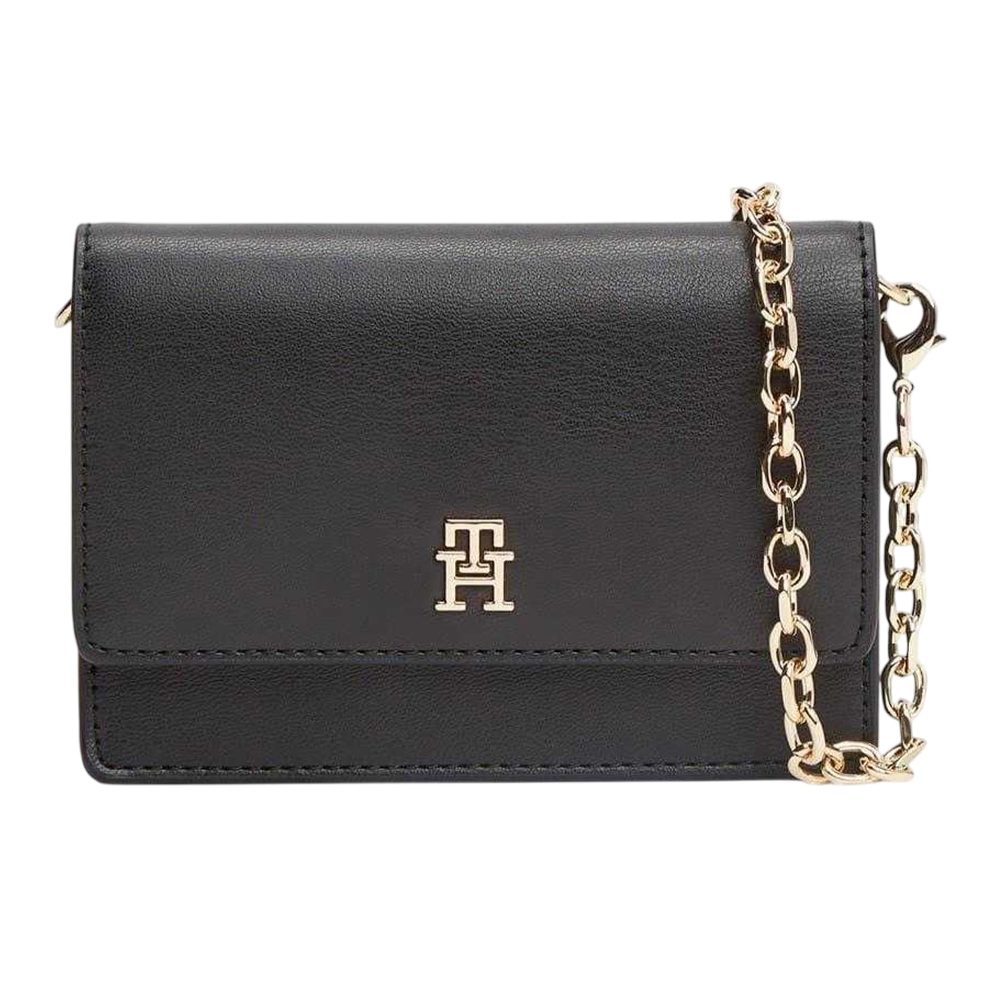 Black - Front - Tommy Hilfiger Icon Monogram Chain Strap Card Holder