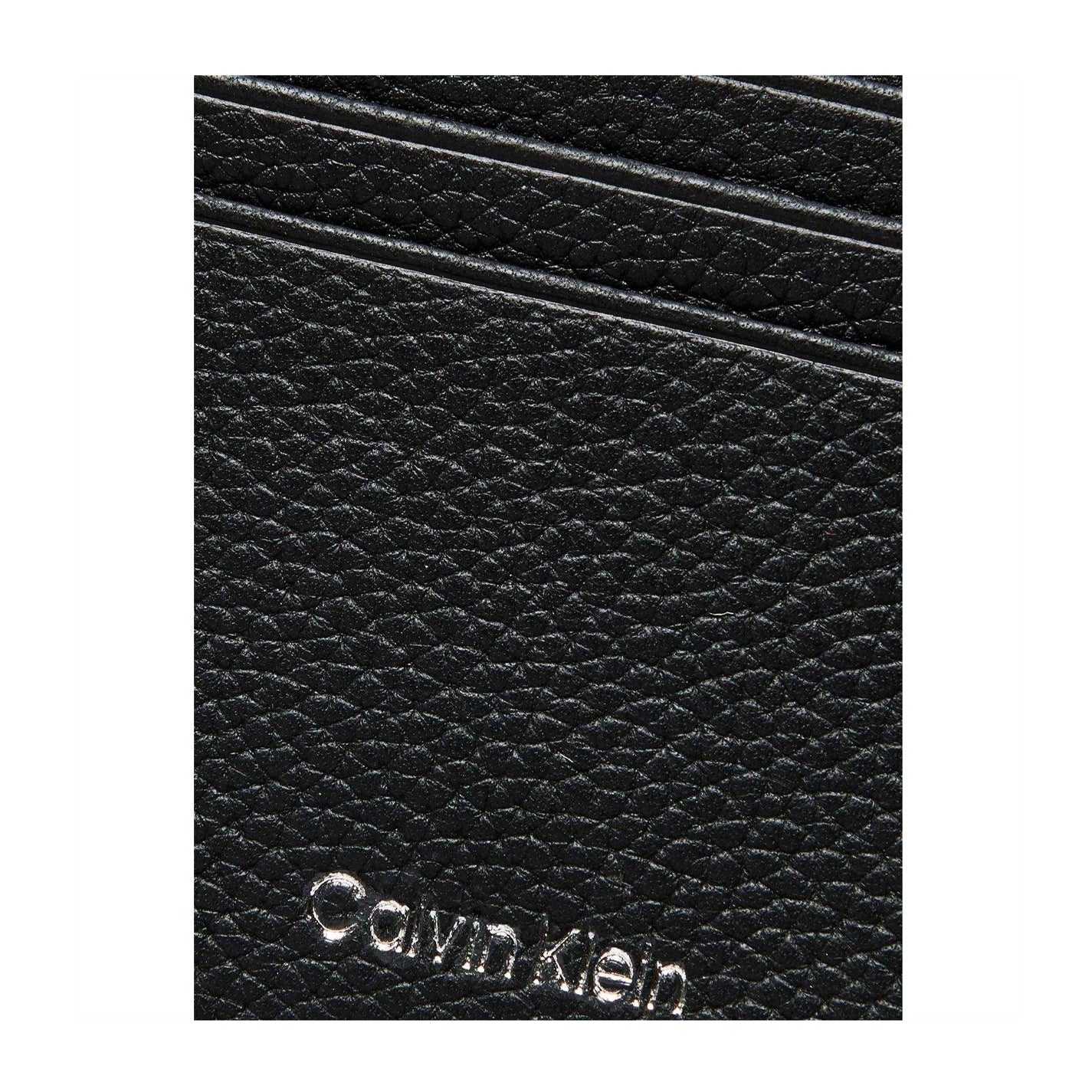 Black - Side - Calvin Klein Logo Leather Card Holder