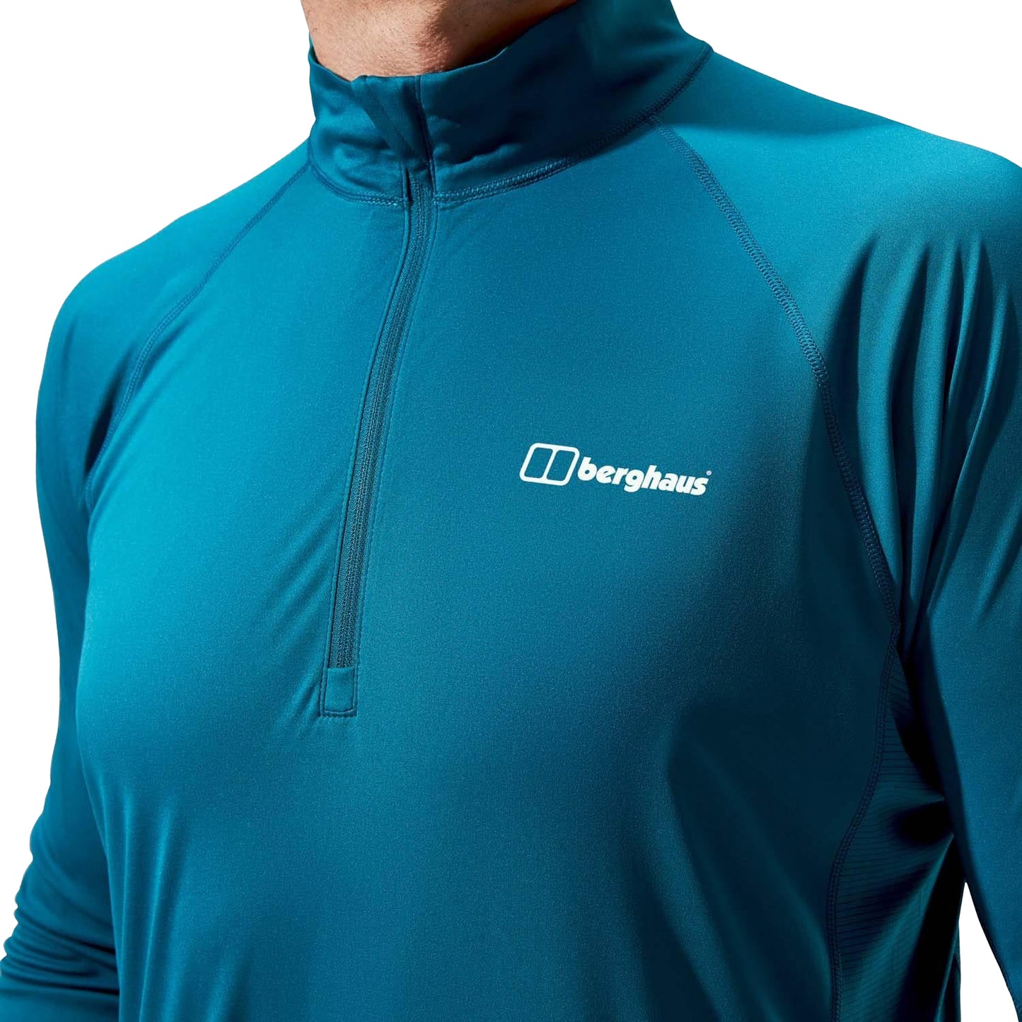 Turquoise - Side - Berghaus Mens Trailblaze Half Zip Long-Sleeved T-Shirt